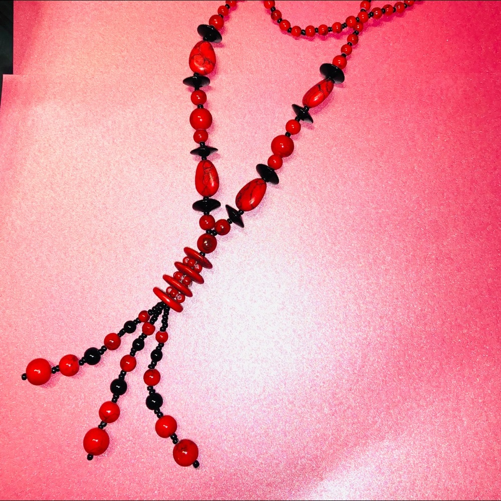 Classy red and black necklace from Cozumel